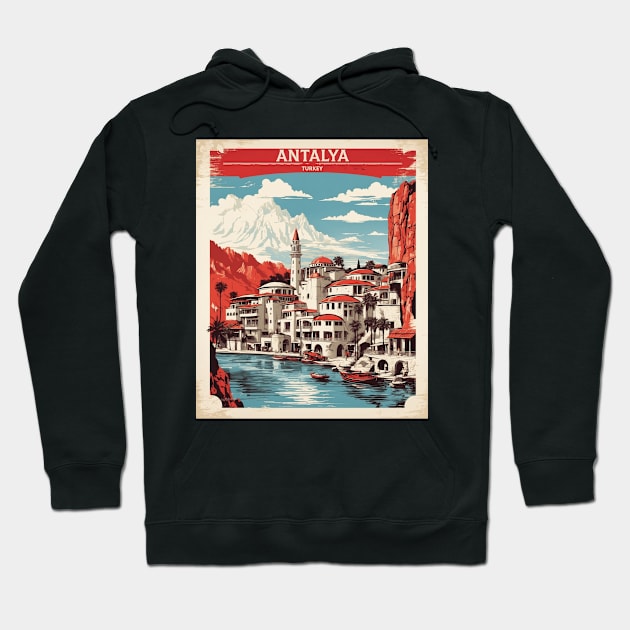 Antalya Turkey Vintage Retro Travel Tourism Hoodie by TravelersGems